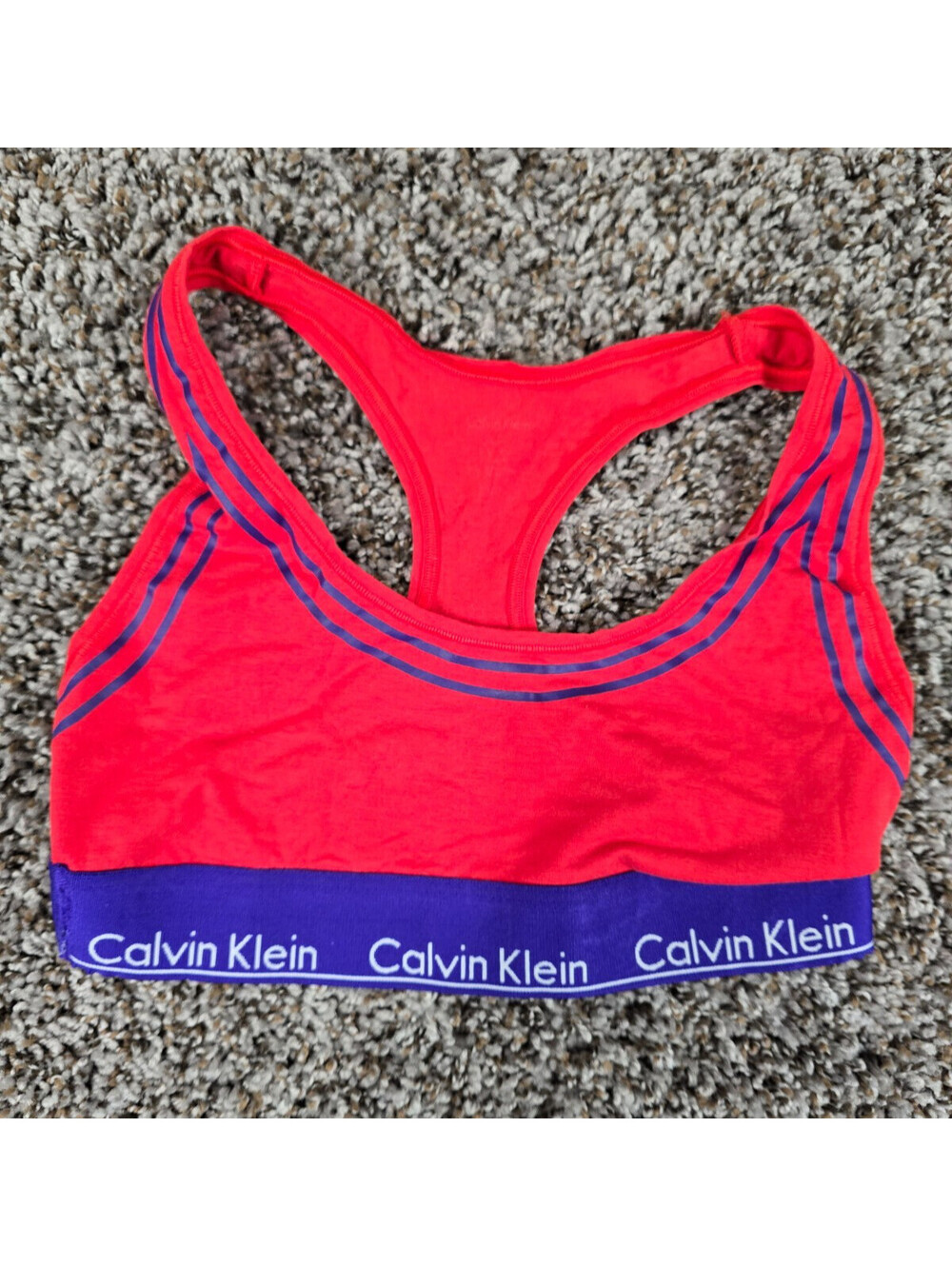 Calvin Klein Girls Sz L Racer Back Sports Bra Red Purple